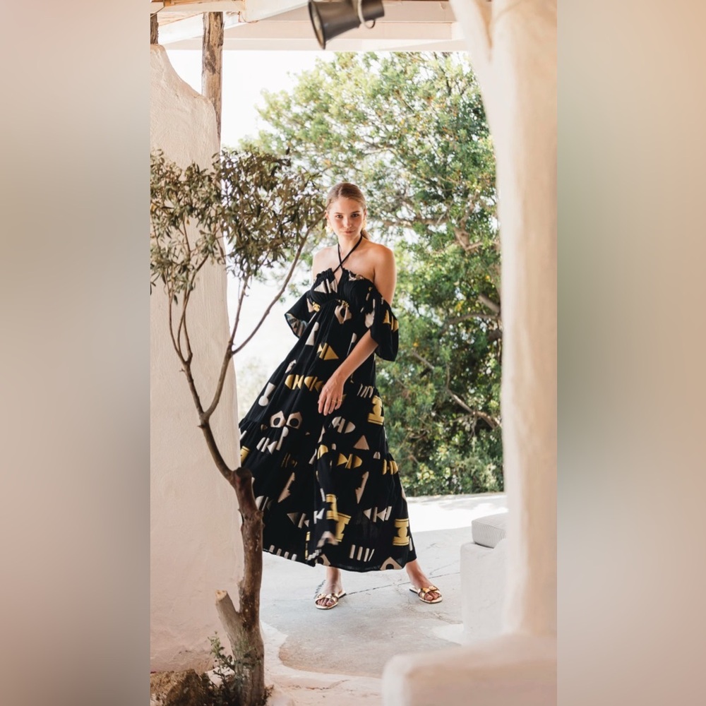 Black and Gold Off-Shoulder Dress, Size S, M, New With Tags